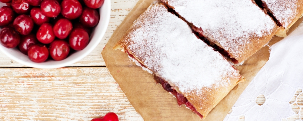 Red berry and custard strudel