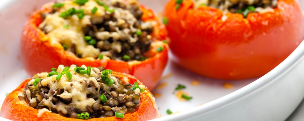 BBQ Lentil Stuffed Tomatoes