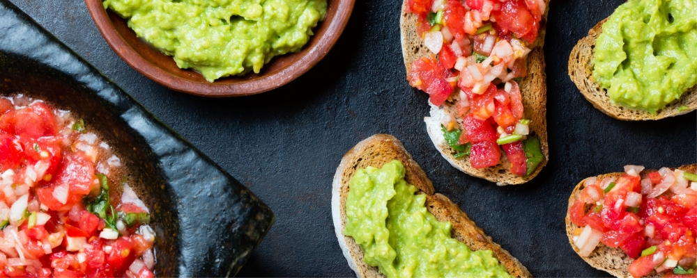Dark Mexican Cornbread with Crushed Avocado and Tomato Salsa