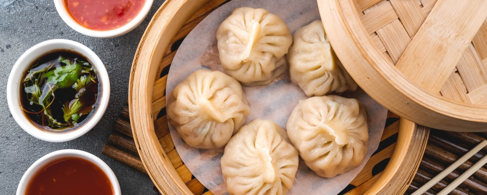 Prawn and Pork Dumplings with Aromatic Dipping Sauce