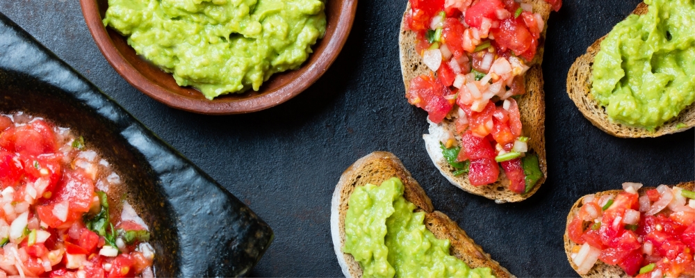 Dark Mexican Cornbread with Crushed Avocado and Tomato Salsa