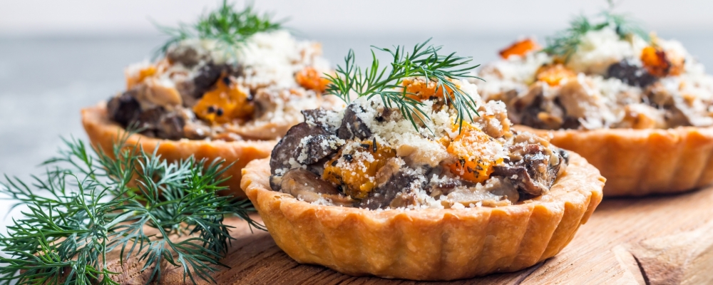 Vegan Mushroom, Chestnut and Cranberry Tart