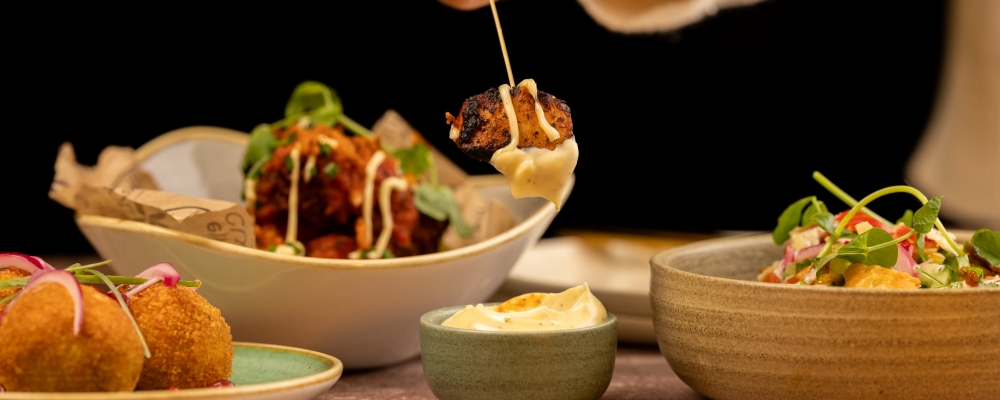 Indian Inspired Bravas with Crispy Chicken