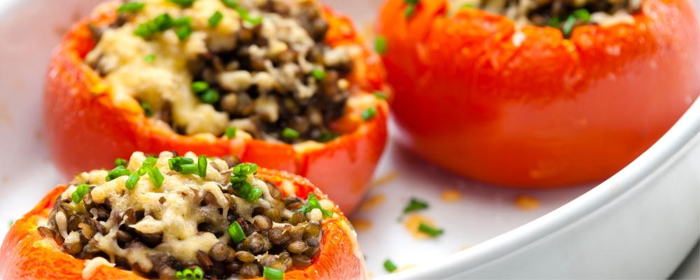 BBQ Lentil Stuffed Tomatoes