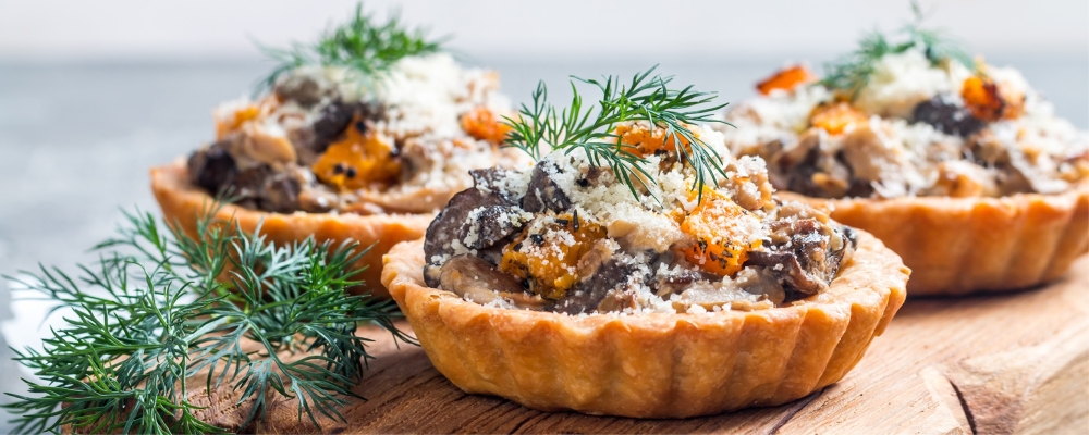 Vegan, Mushroom, Chestnut and Cranberry Tart