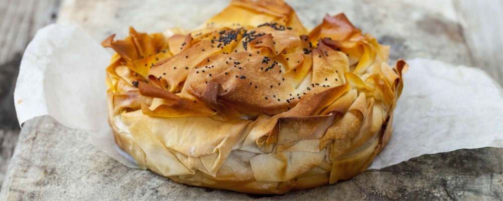 Braised Persian Lamb, Apricot, Feta and Fila Pastry Pie