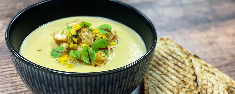 Cream and Celeriac and Shropshire Blue Cheese Soup