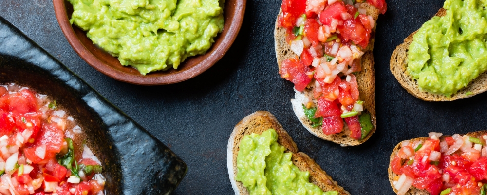Dark Mexican Cornbread with Custard Avocado and Tomato Salsa