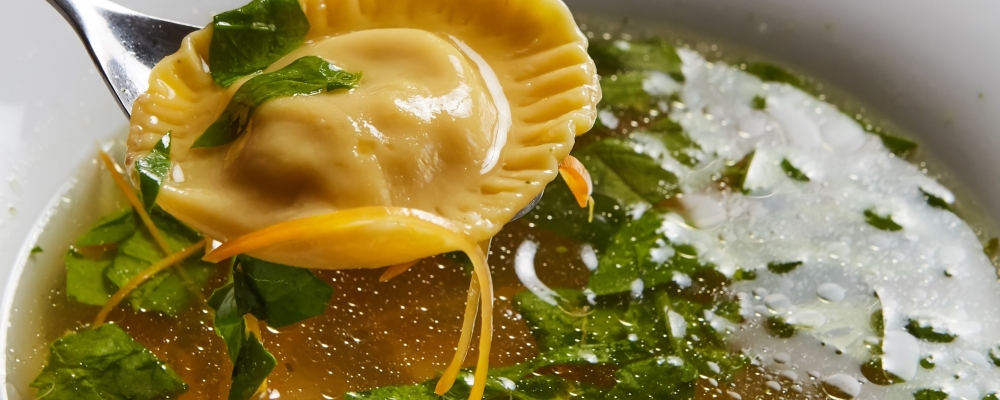 Mushroom and Cheese Ravioli in Brodo
