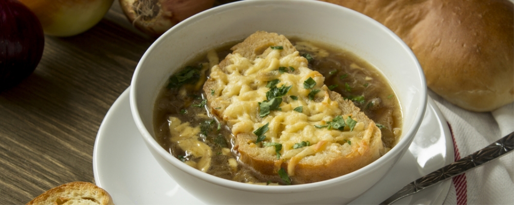 French Onion Soup with Gruyere Croutes