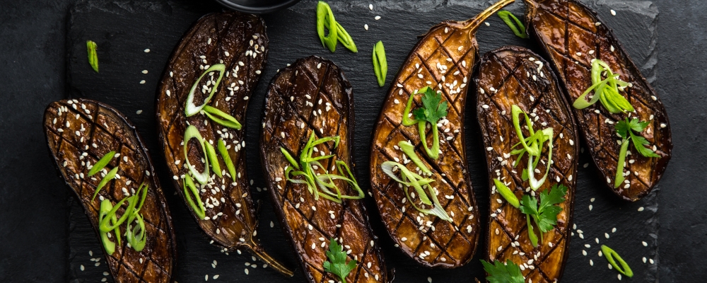 Caramelised miso aubergine 