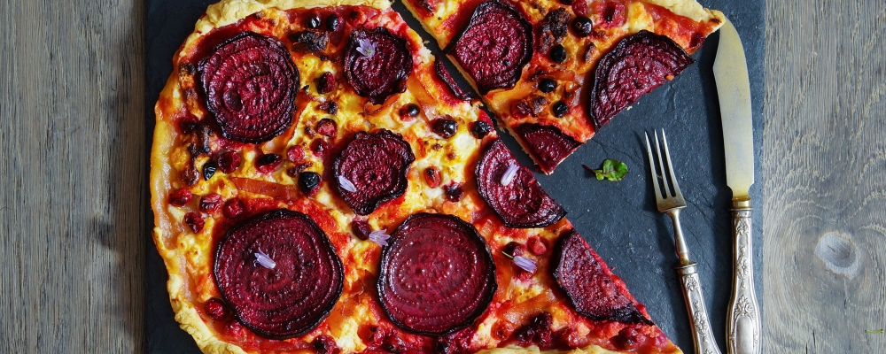 Goats cheese and beetroot tart