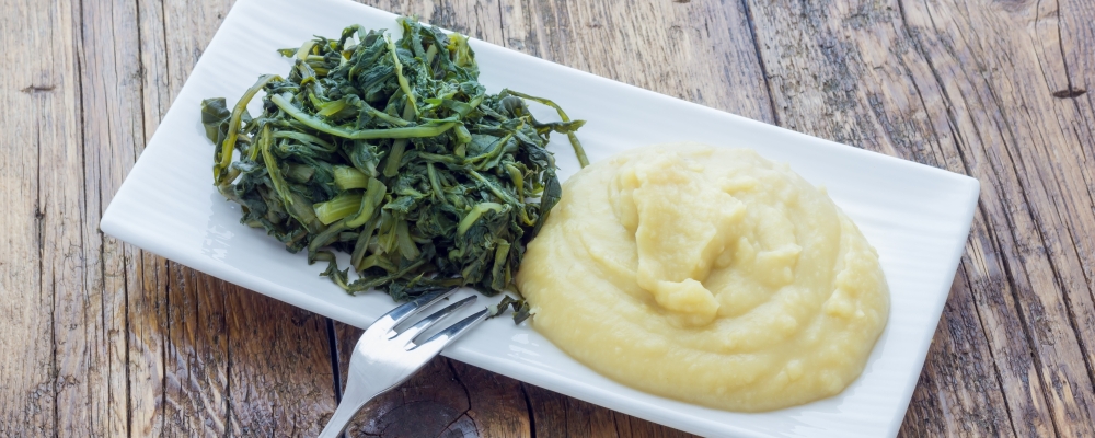 Turnip Mash with Greens, Caramelised Onions and Feta
