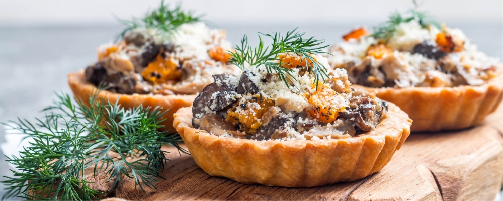 Vegan Mushroom, Chestnut and Cranberry Tart