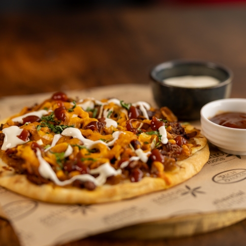 Caramelised Onion BBQ Pulled Pork Flatbread