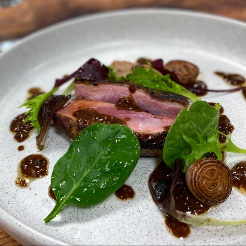 Duck Breast with Grilled Onions & Shallot Puree