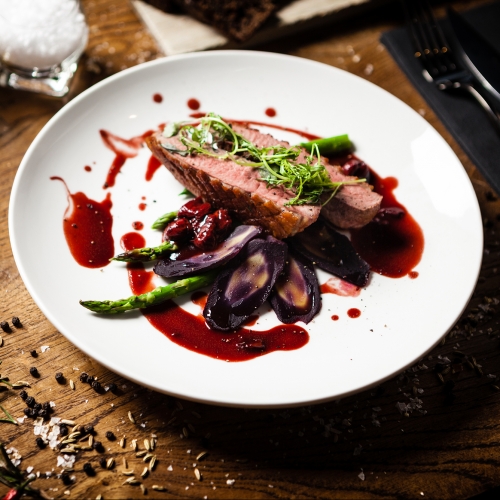 Gressingham Duck Breast with a Cherry and Red Wine Sauce
