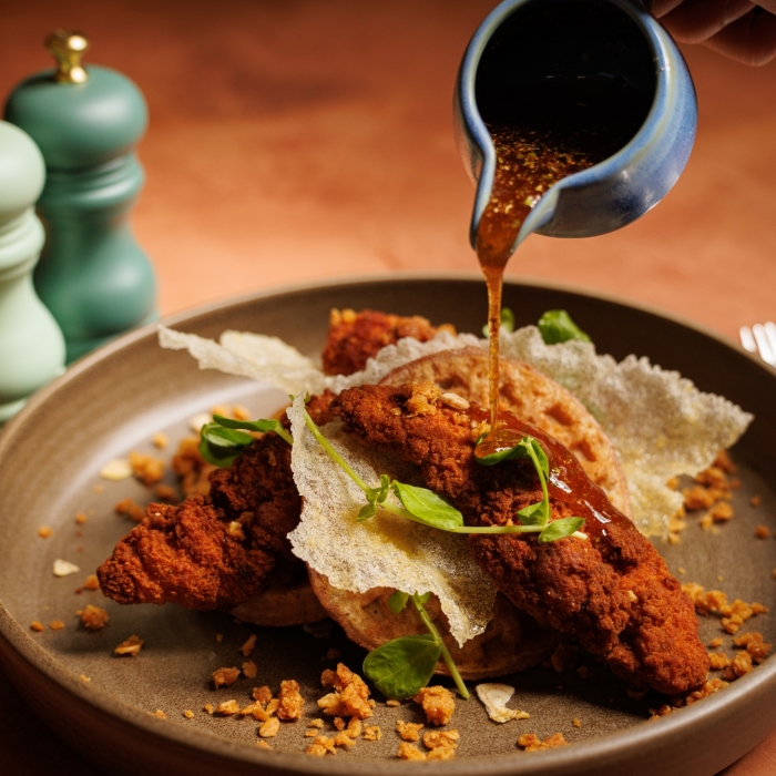 Hot BBQ Honey Chicken & Waffles