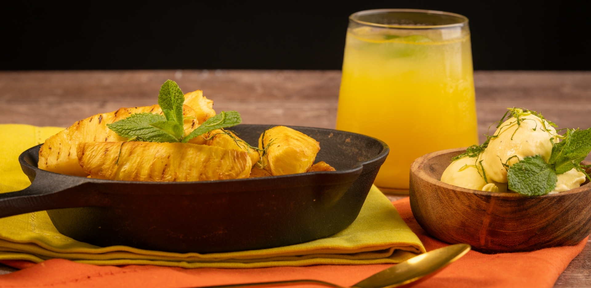 Jerk Glazed Pineapple with Rum Ice Cream