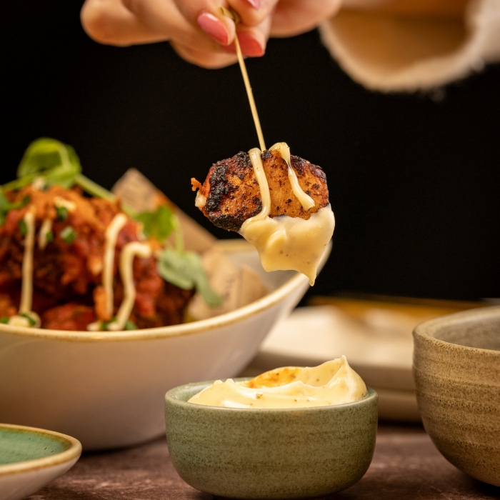 Indian Inspired Bravas with Crispy Chicken