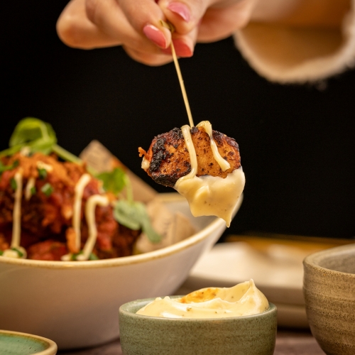 Indian Inspired Bravas with Crispy Chicken