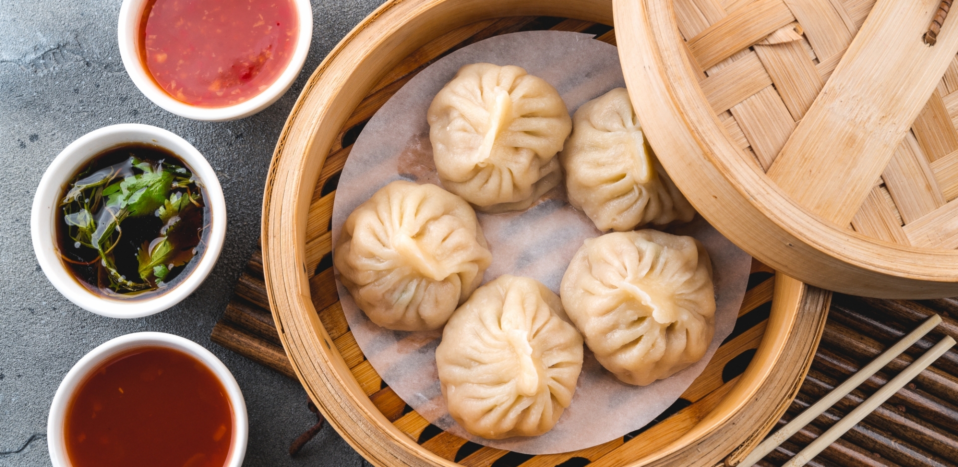 Prawn and Pork Dumplings with Aromatic Dipping Sauce