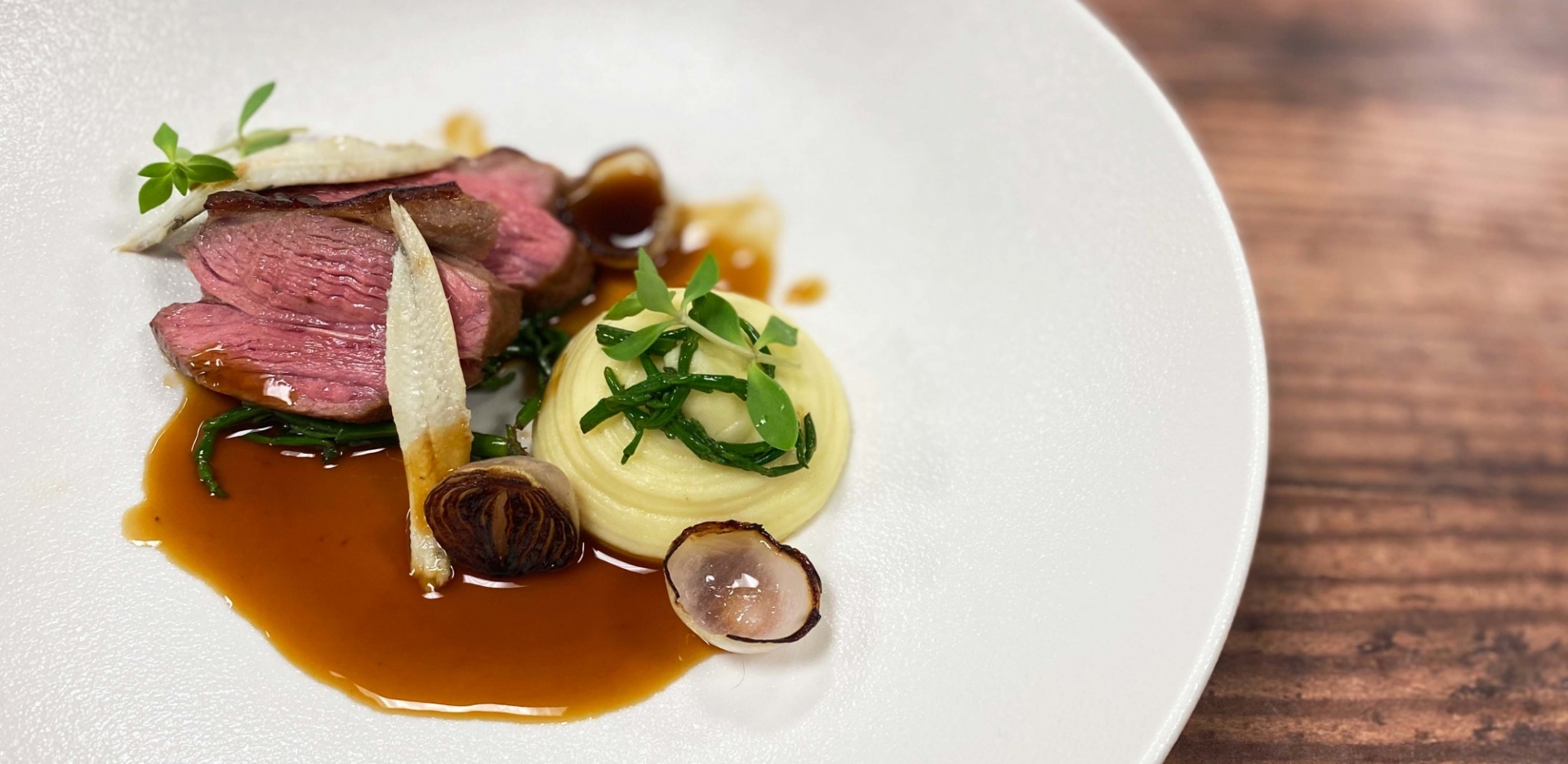 Romney Marsh Lamb Rump, Pomme Puree, Samphire and Anchovies