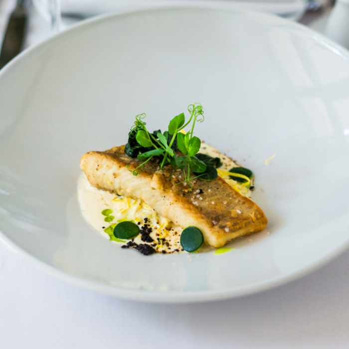 Seared Sea Bass with Saffron and Mussel Broth
