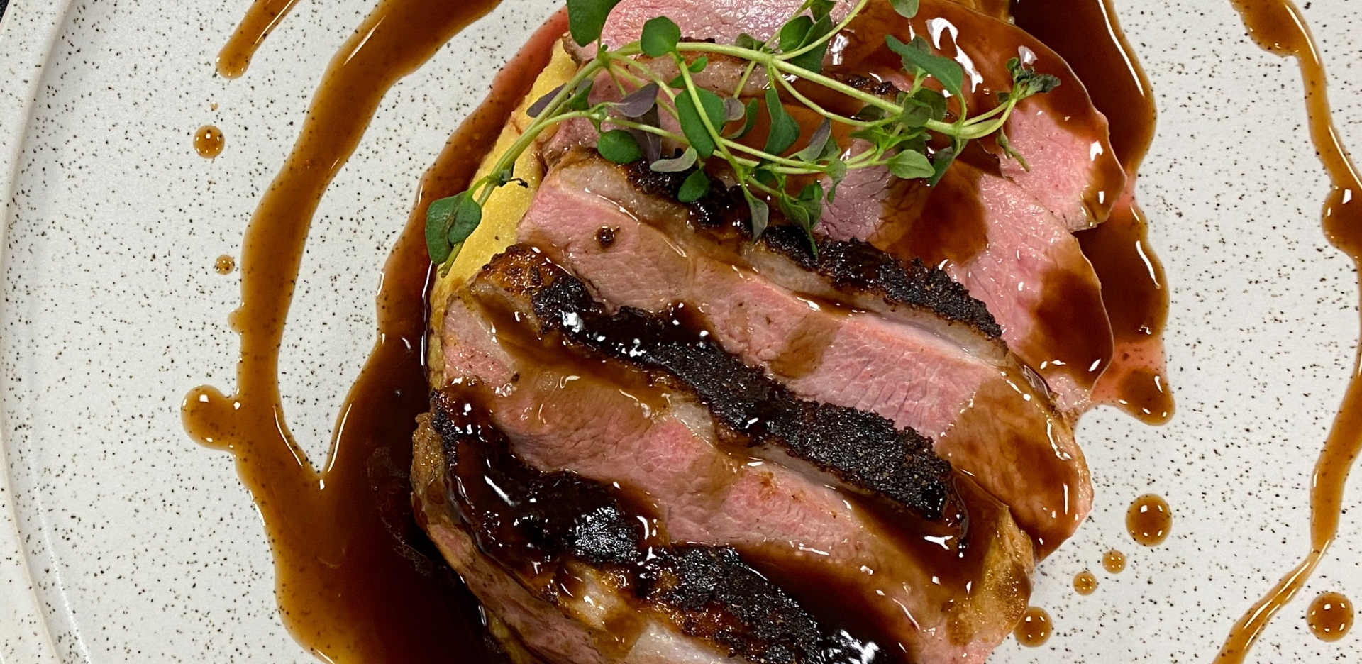 Spice-Crusted Duck Breast with Creamy Polenta