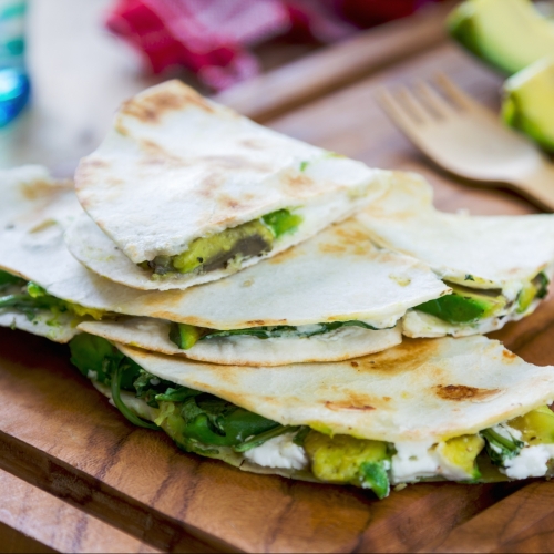 Spinach, Avocado and Goats Cheese Quesadillas