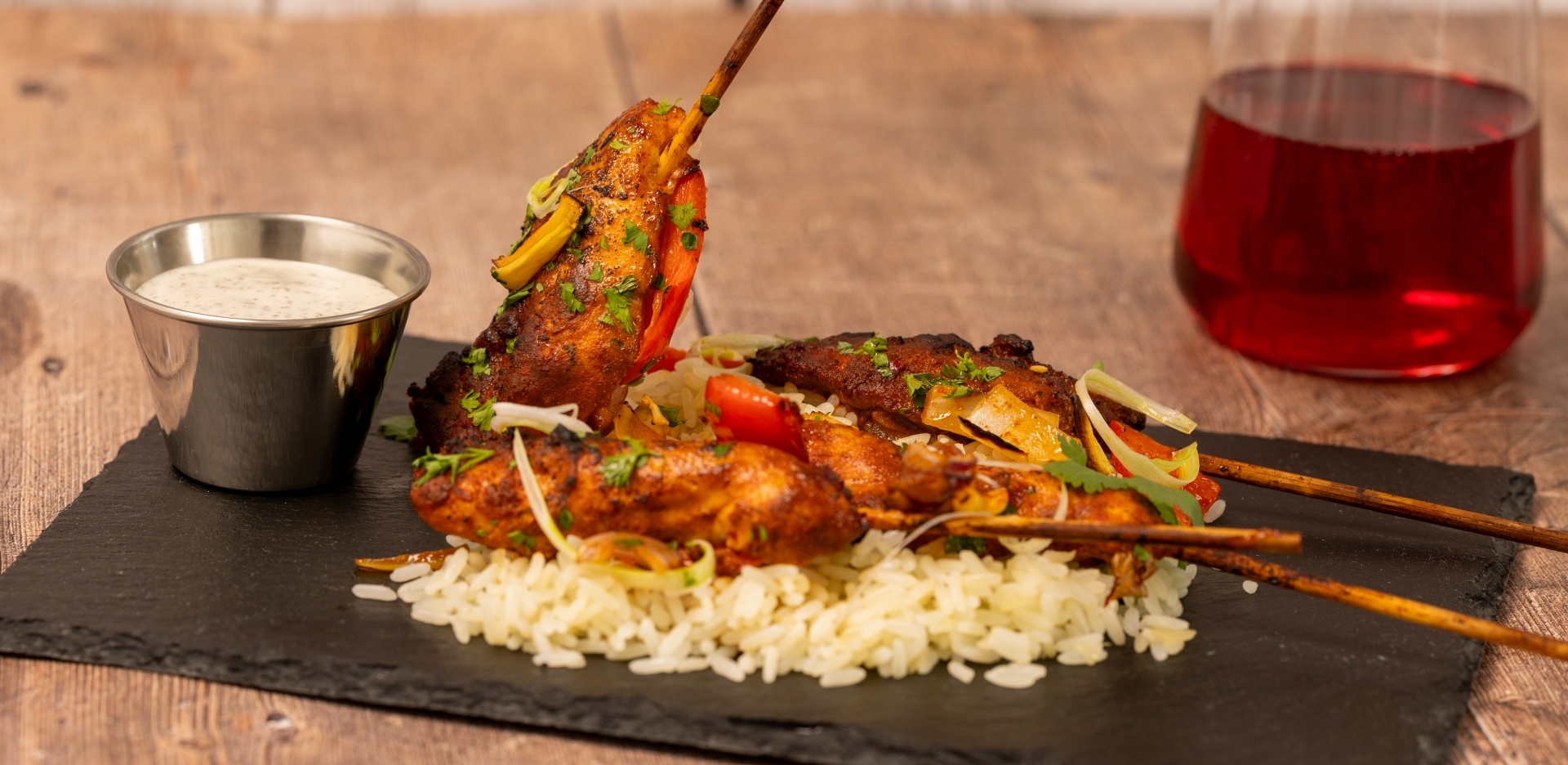 Tandoori Chicken Skewers with Smoked Onion Rice