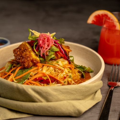 Tofoo katsu Rice Noodle Salad