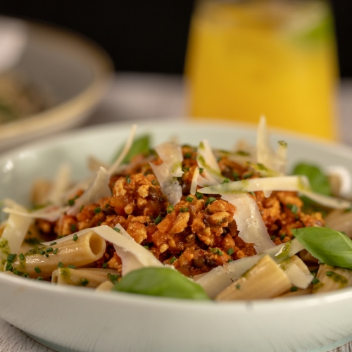 Turkey, Lentil and Tomato Ragu, with Wholewheat Pasta