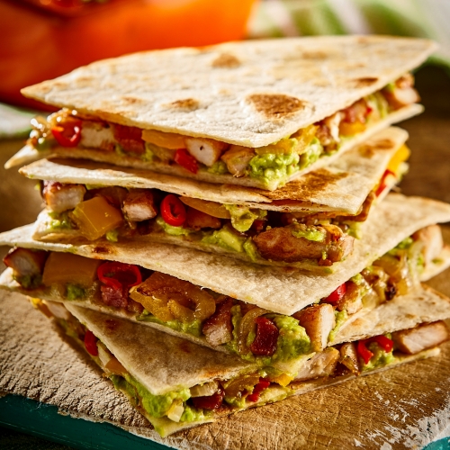 Turkey, Spinach, Avocado and Cream Cheese Quesadillas