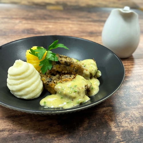 Vegan Haggis with Whisky Sauce